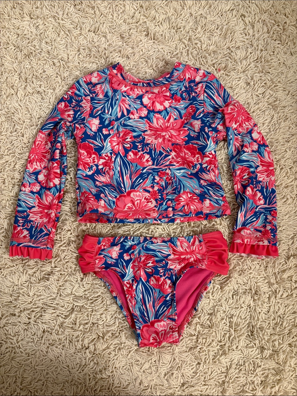 Tommy Bahama Girls Floral Long-Sleeve Rashguard Set swimsuit